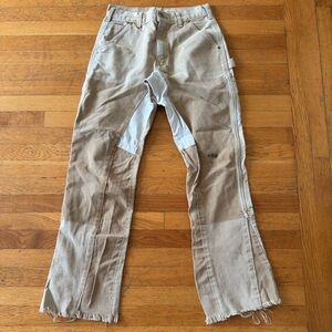 Carhartt 28x32 Carpenter Tan Patchwork Frayed Hem Pants